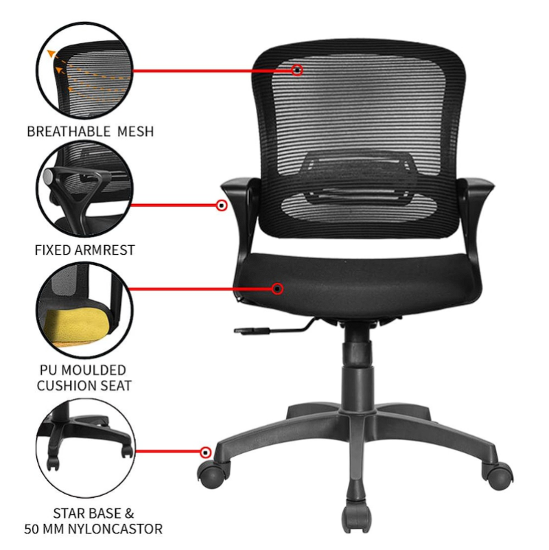 Palarial Cherry Mesh Pro Office Chair | Breathable Mesh Back | PU Moulded Cushion Seat Mesh Office Arm Chair  (Black, DIY)
