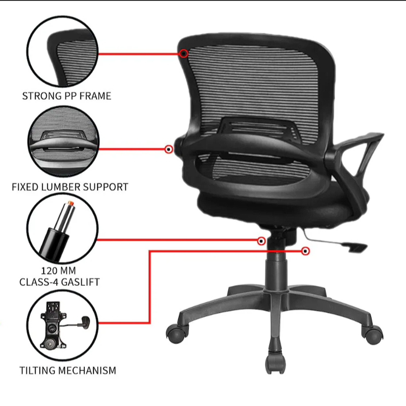 Palarial Cherry Mesh Pro Office Chair | Breathable Mesh Back | PU Moulded Cushion Seat Mesh Office Arm Chair  (Black, DIY)
