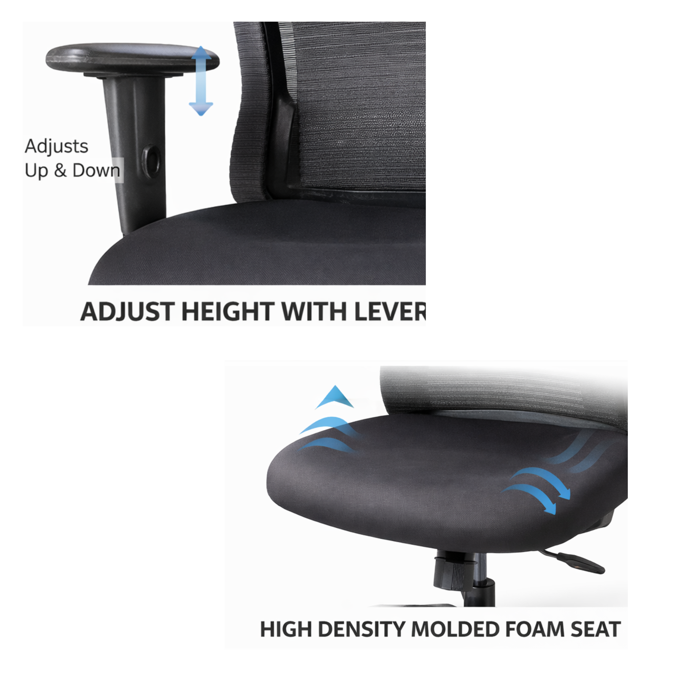 Palarial ErgoMesh Pro Mid and Breathable Back, Cushioned Seat & Adjustable Height Mesh Office Adjustable Arm Chair  (Black, DIY(Do-It-Yourself))