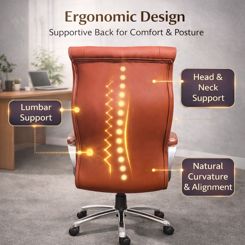 Palarial Regal Pro Executive High-Back Office Chair Leatherette Office Executive Chair (Tan, Optional Installation Available)