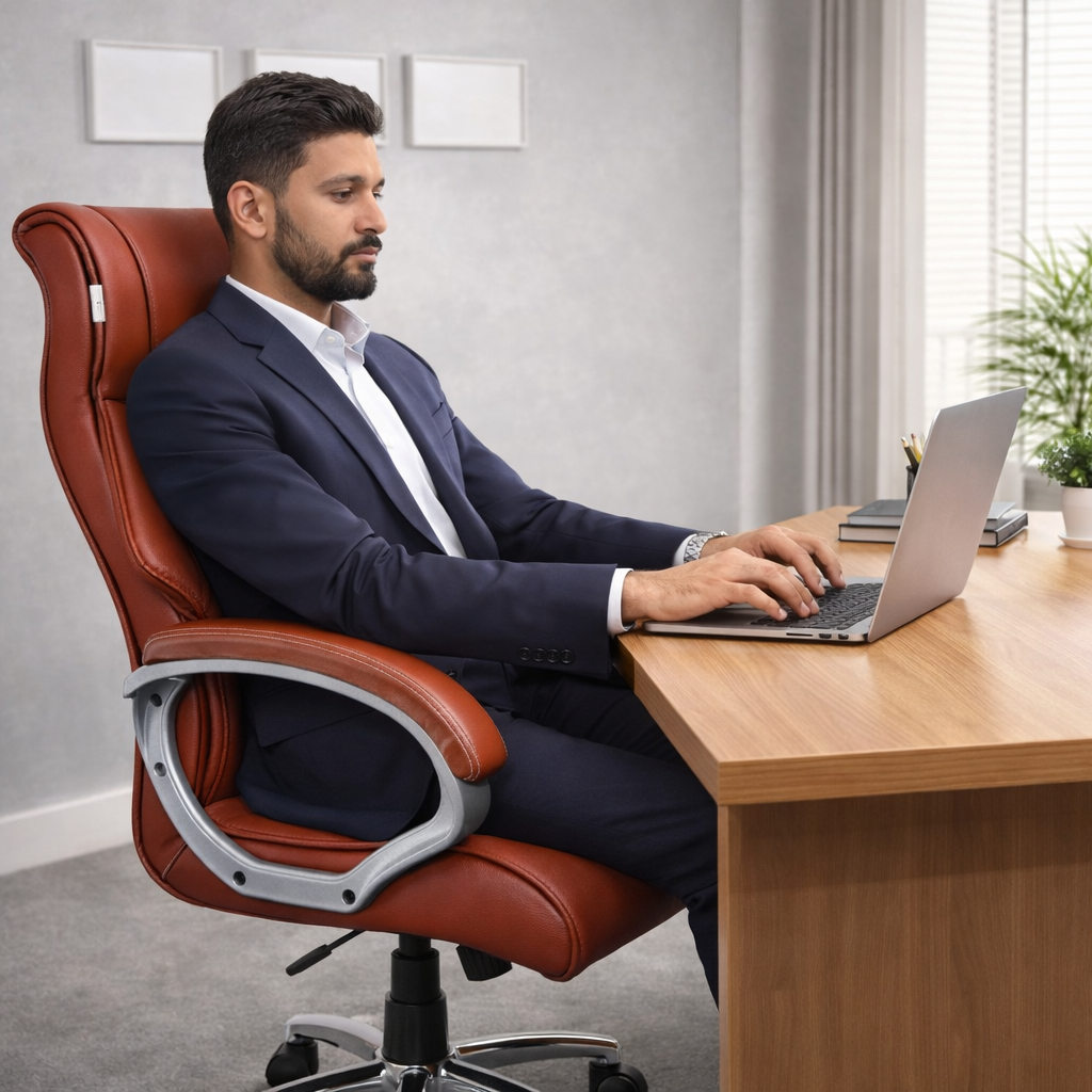 Palarial Regal Pro Executive High-Back Office Chair Leatherette Office Executive Chair (Tan, Optional Installation Available)