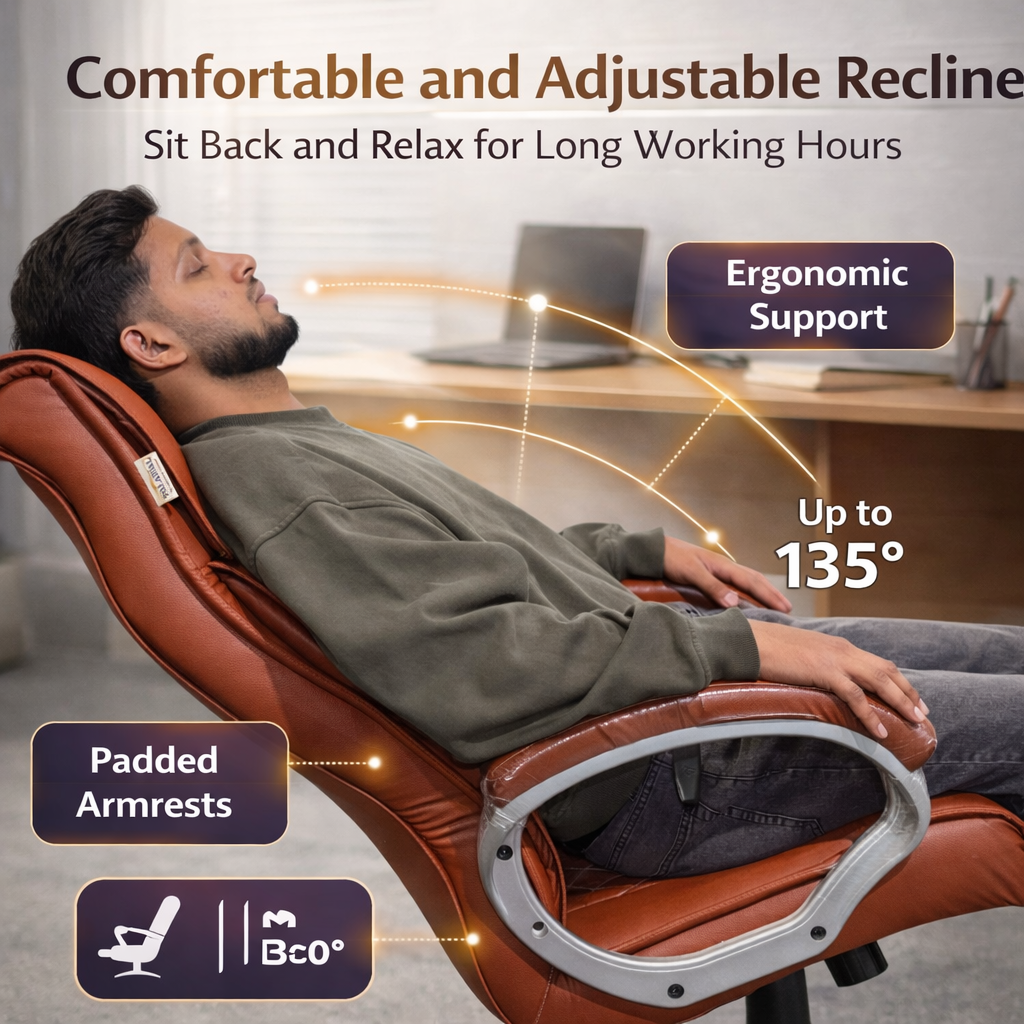 Palarial Regal Pro Executive High-Back Office Chair Leatherette Office Executive Chair (Tan, Optional Installation Available)